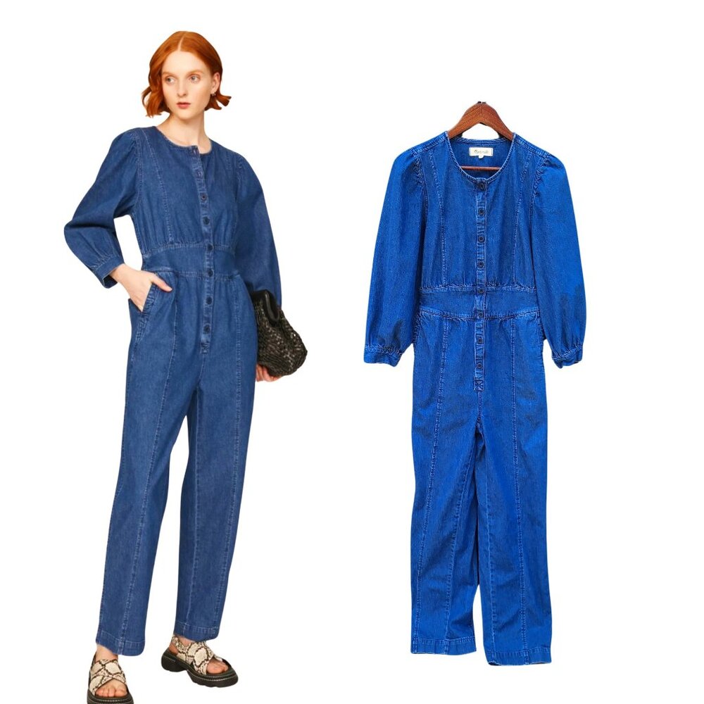 Madewell Blue Denim  Straight -Leg  Jumpsuit, size‎ 0
